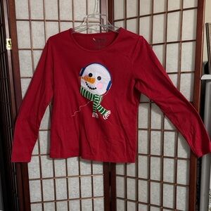 Red Snowman Long Sleeve Tee 20 PTP